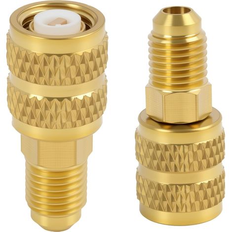 Lot de 2 Adaptateurs SAE R410A 5/16" vers 1/4", Alliage Laiton, Climatisation Mini-Split