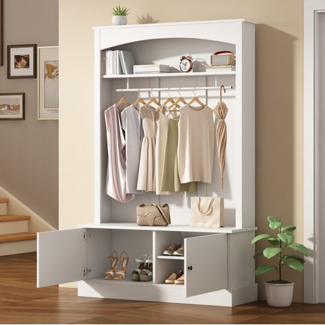 meuble rangement entrée 120 cm banc blanc OKMYHOME (1/5)