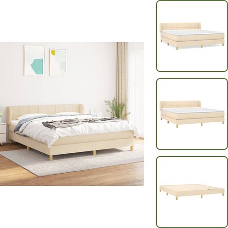 Letto con materasso a molle insacchettate - vidaXL Giroletto a Molle con Materasso Crema 160x200 cm in Tessuto - Letto con materasso morbido