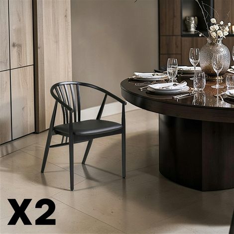 Chaise en bois noir à dossier arrondi (lot de 2) AMSTERDAM (1/5)