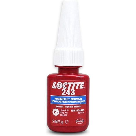 Frein filet moyen LOCTITE 243 – Sécurise assemblages filetés jusqu'à 36mm – Résistance aux vibrations – Flacon 5 ml