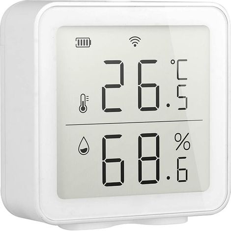 WLAN-Temperatursensor, kabelloses Smart-Home-Thermometer und Feuchtigkeitsmessgerät, kabelloser Temperatur- und Feuchtigkeitssensor, Heimautomatisierungs-Szenensystem, kompatibel mit Alexa (1/4)
