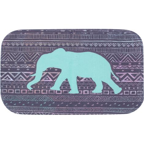 Tapis De Bain En Mousse À Mémoire De Forme - Motif Éléphant Indien - Absorbant Et Antidérapant - Pour Salle De Bain Et Chambre - 40x60 Cm (1/4)