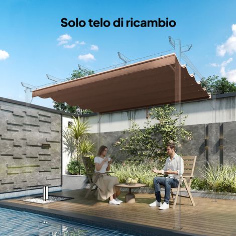 Techo para pérgola con 10 orificios de drenaje, de poliéster, 250x255 cm, para pérgola de 3x3 m, color café. (1/5)