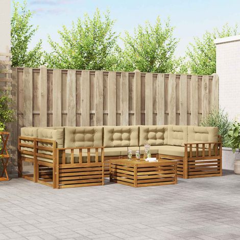 vidaXL Outdoor-Sofagarnitur mit Kissen 7 pcs Natur und Beige (1/5)