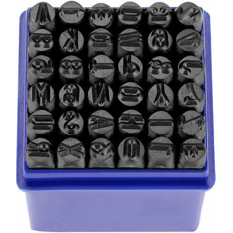 Letter Punch, 36-Piece Metal Stamp Set, Number Punch for Stamping Letters, Alphabet Letters A-Z and Numbers 0-8, Carbon Steel Press Tool for 1/4" Punching - (1/5)