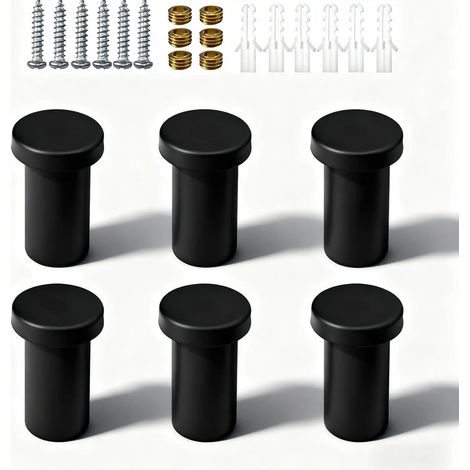 Crochets Muraux Noir Mat 6 Pièces Patères Rondes Inox 36mm à (1/5)