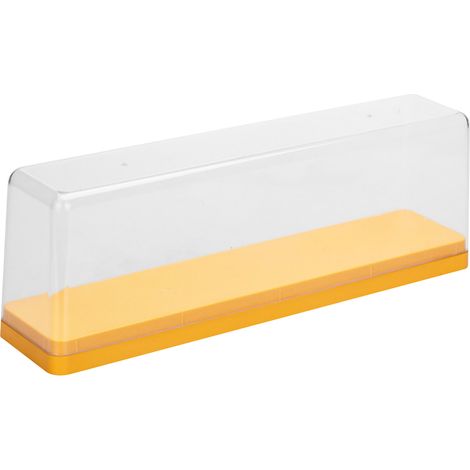 Boîte de rangement pour figurines, empilable, anti-poussière, transparente, jaune, vitrine pour poupées cartoons (1/5)