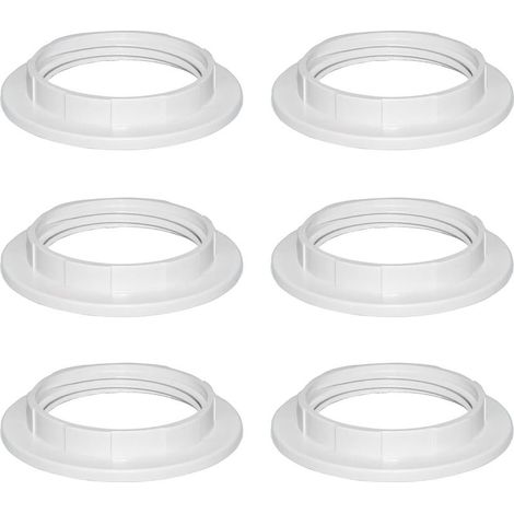 Anillo reductor de plástico blanco E27 de 40 mm para pantallas de lámparas, accesorios para pantallas de lámparas, placa adaptadora convertidora, anillo reductor E27 para lámparas de escritorio y plaf (1/5)