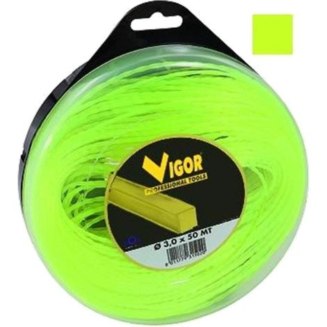 FILO DECESPUGLIATORE TAGLIAERBA VIGOR QUADRO IN NYLON GIALLO MT.50 MM. 3