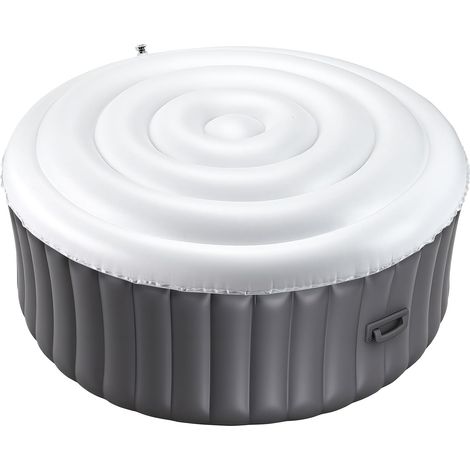 Couvercle Gonflable Rond pour Spa 165 cm, Housse de Protection pour Spa Résistante aux Intempéries et à l'eau, Couverture Thermique en PVC, Installation Facile, pour Extérieur Jardin, Blanc