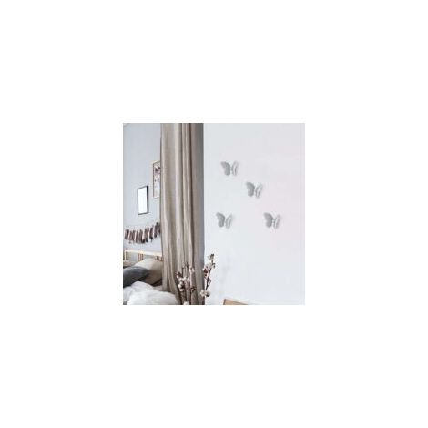 Ganchos de pared plateados, 4 ganchos de pared modernos, ganchos creativos con forma de mariposa, ganchos de metal para decoración y almacenamiento - Crezuo