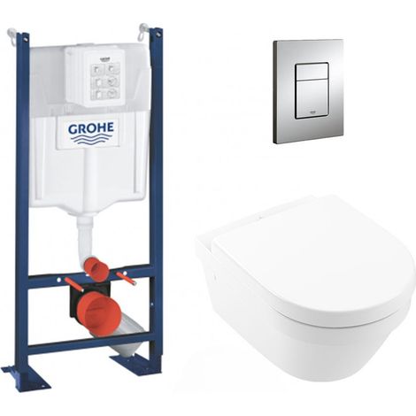 Grohe Pack WC Rapid SL autoportant NF + Cuvette Architectura sans bride fixations invisibles + Plaque chrome (ProjectArchitectura2-1) (1/5)