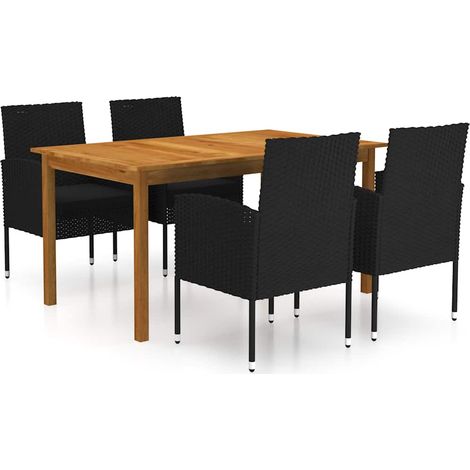 vidaXL Juego de comedor para jardín de 5 piezas negro (1/5)