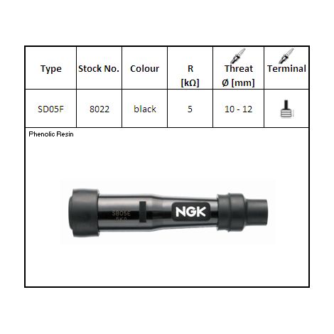 NGK Candle Pipe SD05F (codice 8022) YBX (1/2)