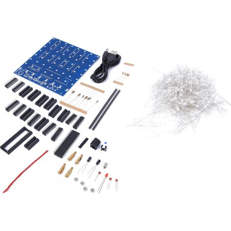 Kit LED électronique 3D 8x8x8 lampe blanche avec lumière bleue DIY (573+2803+5a60s2) (1/5)