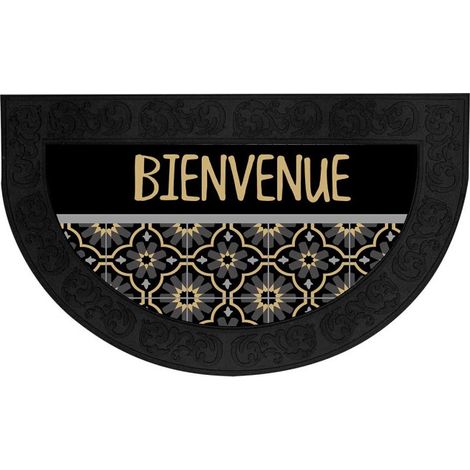 Tapis d'Entrée Demi-Lune "Tomina" 45x75cm Noir & Or