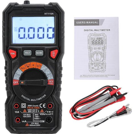 HT118A Digitales Multimeter mit automatischer Bereichswahl, Multifunktions-Spannungsprüfer und Strommesser für Elektriker (1/4)