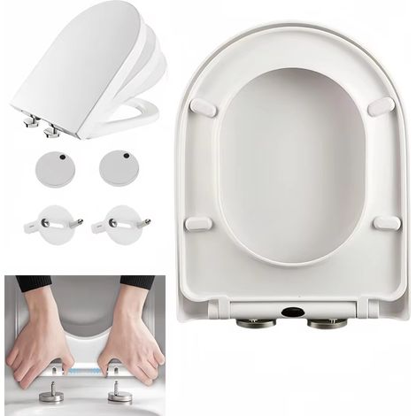 Abattant WC antibactérien – Fermeture douce – Charnière 360° – Démontable – Blanc – Universel (1/5)