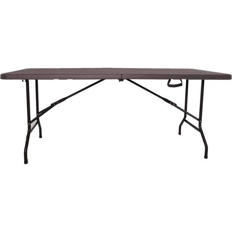 TAVOLO IN METALLO E PVC PIEGHEVOLE 180X75cm - PIC-NIC CAMPEGGIO FIERE SAGRE - STAMPO EFFETTO LEGNO (1/6)
