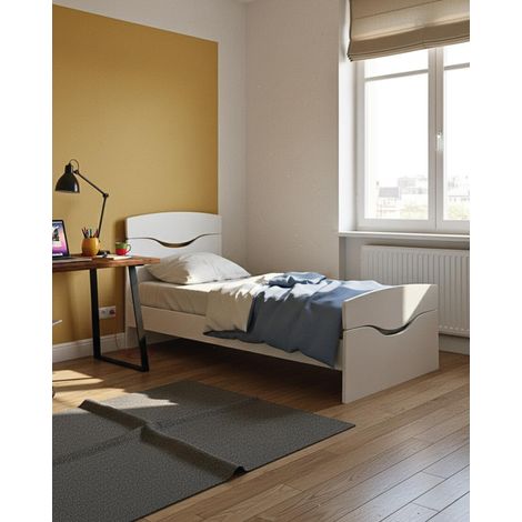 Letto Smile con fascioni e pediera - Letto singolo 87 x 197 - Struttura bianco - Rete e materasso esclusi (1/4)