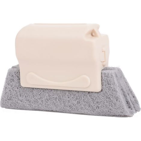 Cepillo para ranuras de ventanas, mango de polipropileno, cabezal de esponja abrasiva, para limpiar huecos de puertas y ventanas, herramienta doméstica (1/5)