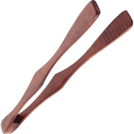 Pinzas de cocina de madera - Pinzas para servir alimentos - Seguras para asar a la parrilla - Madera resistente al calor - 265 cm de largo - Café (1/5)