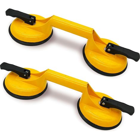 Vitre Ventouse Carrelage Ventouse Double 120 mm Aluminium Ventouse en Verre Capacité de levage de pour Fenêtres en Verre,Tuile en Céramique, Objet à Surface Lisse (Jaune) (1/5)