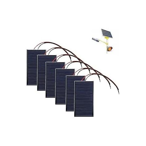 6 Pieces Mini Panneau Solaire 3V Cellule Photovoltaique 62x36mm avec Cable Petit Panneau Solaire Plug and Play pour Projets Scientifiques Panneau Solaire Batterie Solar Panel (1/5)