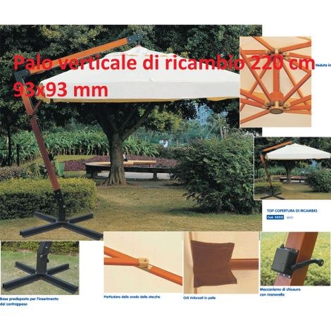 Poteau en bois vertical de remplacement cm 220 9x9 cm pour parapluie de'centralise' Maxima 3x4 m