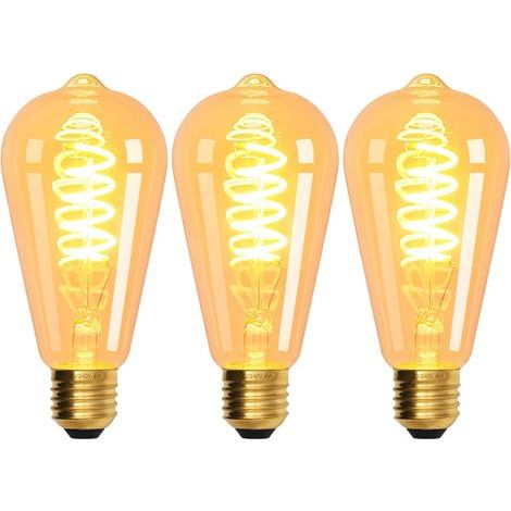 Lot de 3 ampoules LED vintage E27 ST64 4W 2200K lumière jaune chaud (1/5)