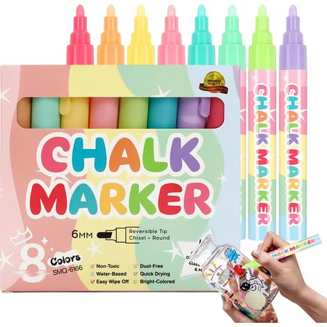 Marqueurs Pour Tableau Craie 8 Marqueurs Effaçables pour Tableau Noir Stylos de Couleur pour Enseignants Élèves Artistes Bureau Restaurant Maison (1/5)