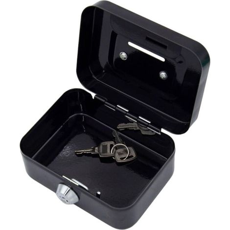 Tirelire avec Clé Tirelire en Métal, Coffre-Fort en Étain, Petite Caisse Verrouillable, Boîte De Dépôt d'argent avec Serrure pour (1/5)