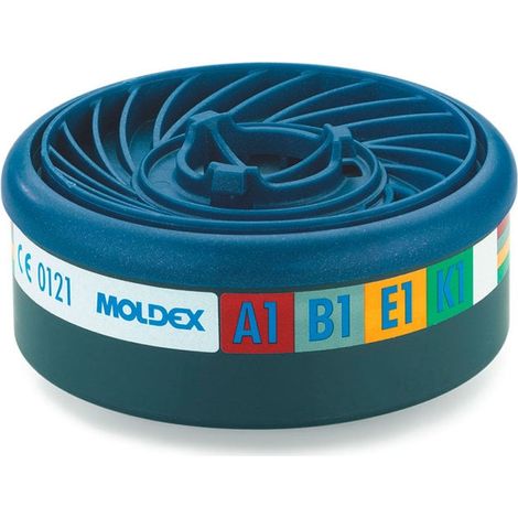 Filtro antigas e antivapore A1B1E1K1 EasyLock per maschere Moldex serie 7000 e 9000 (Confezione da 10) Blu Unico