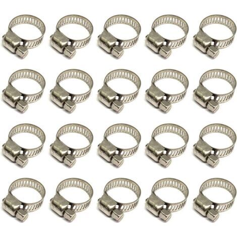20 Pièces Collier De Serrage Tuyau, Collier De Serrage Tuyau Réglable 12-20mm, 304 Collier De Serrage Inox, Collier Serrage Métallique, Pour Tuyau, Home Gaz, Famille Tuyau D'eau, Câble, Robinet, Etc