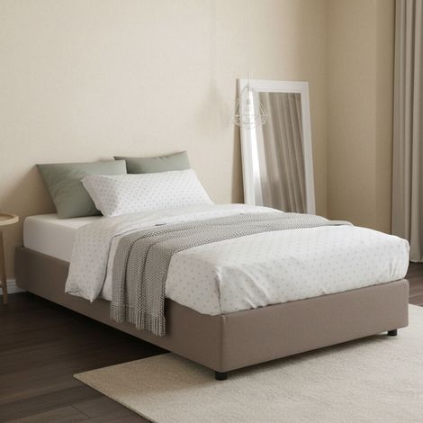 Talamo Italia Cama de plaza y media Nicole, Cama contenedor con revestimiento de tela, 100% Made in Italy, Apertura frontal, adecuado para colchón Cm 120x190, Tórtola, con embalaje reforzado (1/4)