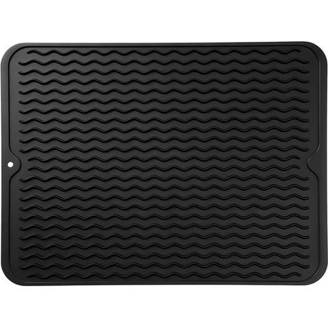 Tapis de vaisselle en Siliconen - Durable et facile à nettoyer - Résistant à la chaleur pour comptoirs ou évier - Utilisation polyvalente - Zwart 40 x 30 cm (1/5)