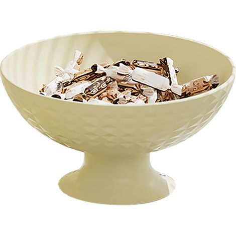 Coupelle à Fruits sur Pied en Plastique, Panier à Snacks et Légumes pour Table de Cuisine et Salle à Manger, Blanc Crème (1/5)