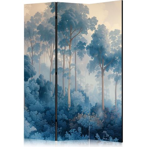 Paravento decorativo artgeist paesaggio forestale blu 135x172 cm