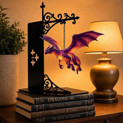 Lampe de bibliothèque dragon flottant veilleuse LED lumière chaude décoration coin lecture ornement cadeau amoureux des livres 006 (1/5)