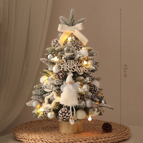Nuevo árbol de Navidad de escritorio con luces LED y nieve de PE (1/3)