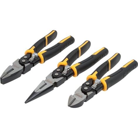 Dewalt – Lot de 3 pinces – Conception à dents croisées pour prise optimale – Lames trempées pour durabilité – Mécanisme de verrouillage
