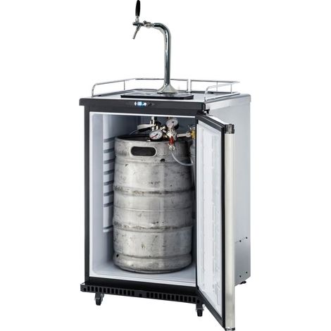 Fassbierkühlschrank, Kühlschrank für Bierfass bis zu 50L Fässer (Bierbar) - inkl. Schanksäule Elegant und Kompensatorhahn
