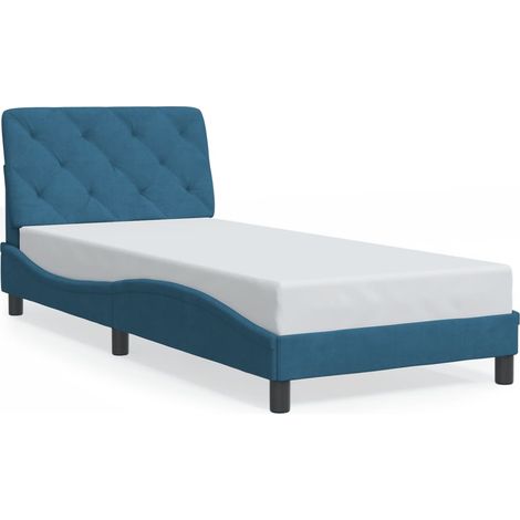 Lit simple,Lit adulte,Cadre de lit sans matelas bleu 90x190 cm velours CFW2637702 (1/5)