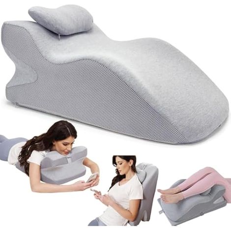 Coussin cunéiforme pour lit et canapé, Coussin de Lecture en Mousse à mémoire de Forme Coussin Dorsal Ergonomique pour Le Dos Le Cou Les Jambes, Coussin de Reflux Coussin avec Housse Lavable (1/5)