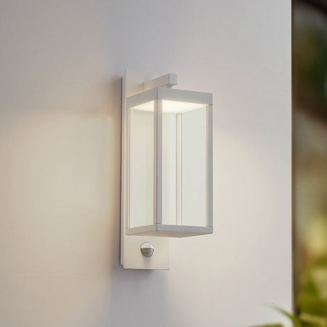 [NEUWERTIG] B-Ware Lucande LED-Außenwandlampe Ferdinand weiß 38 cm mit Bewegungsmelder IP54