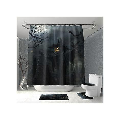 (A) Halloween-Duschvorhang aus Polyester – 4er-Set (180 x 180 cm)