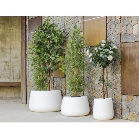 CAMELIA 40 Fioriera rotonda con luce per piante e fiori molto resistente. Carica solare e batteria ricaricabile. Luce RGB e realizzata in polietilene in Spagna. (1/3)