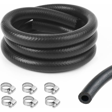 Tuyau D'essence, 1m Ø 10mm Kit Conduite de Carburant, avec 6pcs Colliers de Serrage Tuyau de Conduite de Carburant, Kit de Tuyau de Carburant Conduite pour Petit Moteur/Moto/Voiture