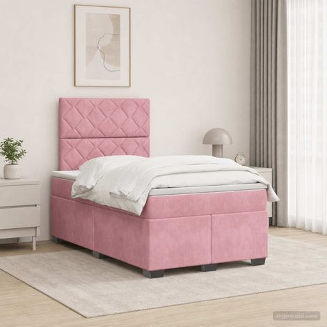 vidaXL Cama box spring con colchón Rosa 120 x 200 cm Terciopelo (1/5)